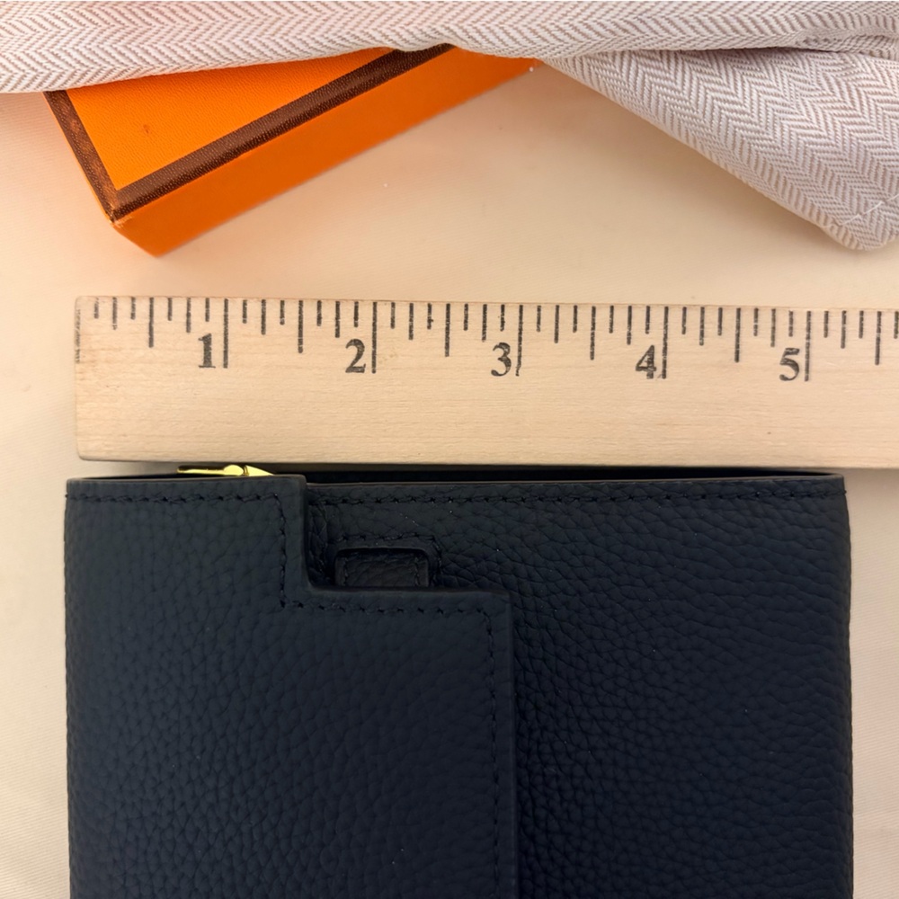 Black Leather Crossbody Clutch, Gold Hardware similar Kelly Wallet, not Hermes - Picture 10 of 11